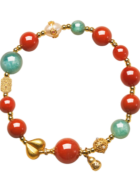 木生火南红玛瑙蓝绿晶多宝手串女