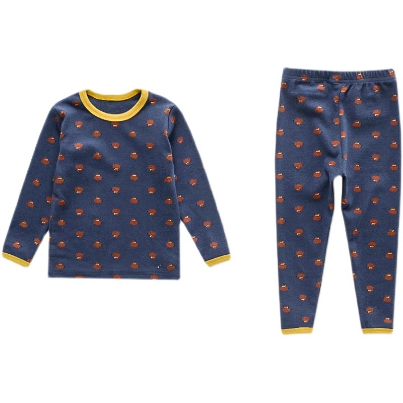 纯棉春秋男童3岁家居服保暖内衣