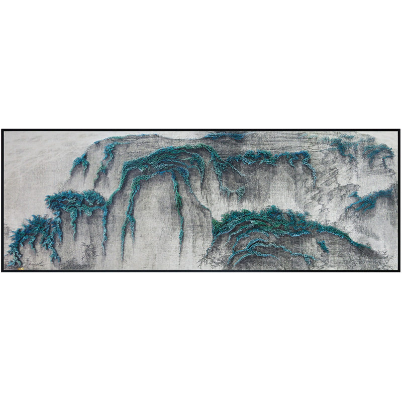 沙发背景墙中式风山水手工挂画