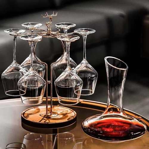 红酒杯套装简约家用高脚杯轻欧式创意架子水晶玻璃风杯葡萄酒奢