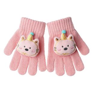 儿童手套秋冬防寒保暖女童五指毛线针织手套卡通宝宝男童防冻手套