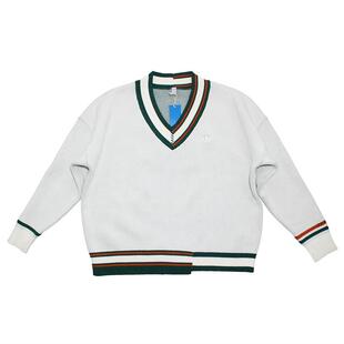 ADIDAS三叶草潮流女装V领秋冬保暖运动休闲套头针织毛衣 HS9521