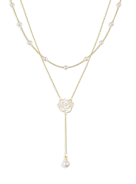 山茶花双层珍珠锁骨链轻奢设计