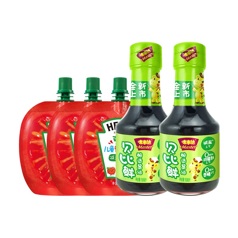 味事达贝比鲜儿童酱油150ml减盐配方儿童番茄沙司110g减糖番茄酱