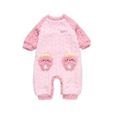 女童珊瑚绒加厚连体睡袋家居服