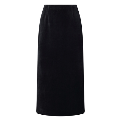 歌莉娅冬季黑色针织丝绒半身裙女