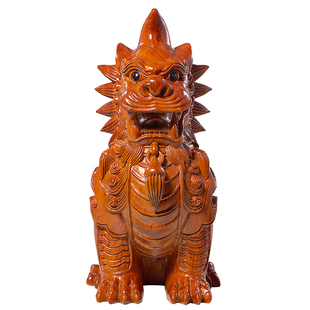 花梨木雕獬豸摆件实木雕刻龙生九子吉祥物律师开业送礼红木工艺品
