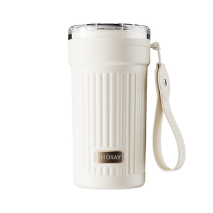 咖啡杯陶瓷内胆保温杯女生2026新款高颜值外出携带随行吸管水杯子