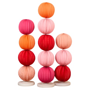 结婚西瓜球装饰折纸灯笼套装 卧室客厅婚房布置 节日橱窗背景吊饰