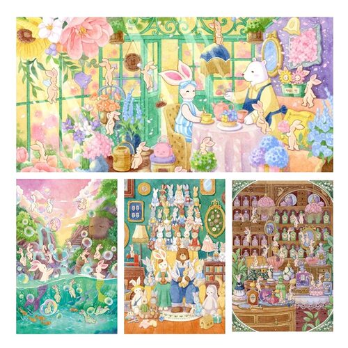 【特惠】添添EMILY动漫拼图兔崽崽全家福泡泡谷阳光花屋1000片