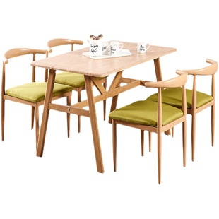 餐桌椅组合出租房简约家用仿实木餐桌小户型4人6人长方形吃饭桌子