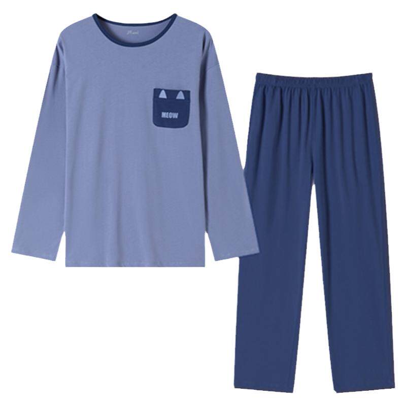 顶呱呱男士全棉印花家居服套装夏