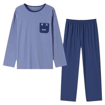 顶呱呱男士全棉印花家居服套装夏