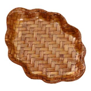 竹编功夫茶杯垫隔热垫创意迷你果盘茶楼酒店点心碟禅意杯碟茶杯托