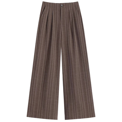 实拍条纹西装裤女春2026新款垂感高级感显瘦宽大阔腿裤高腰休闲裤