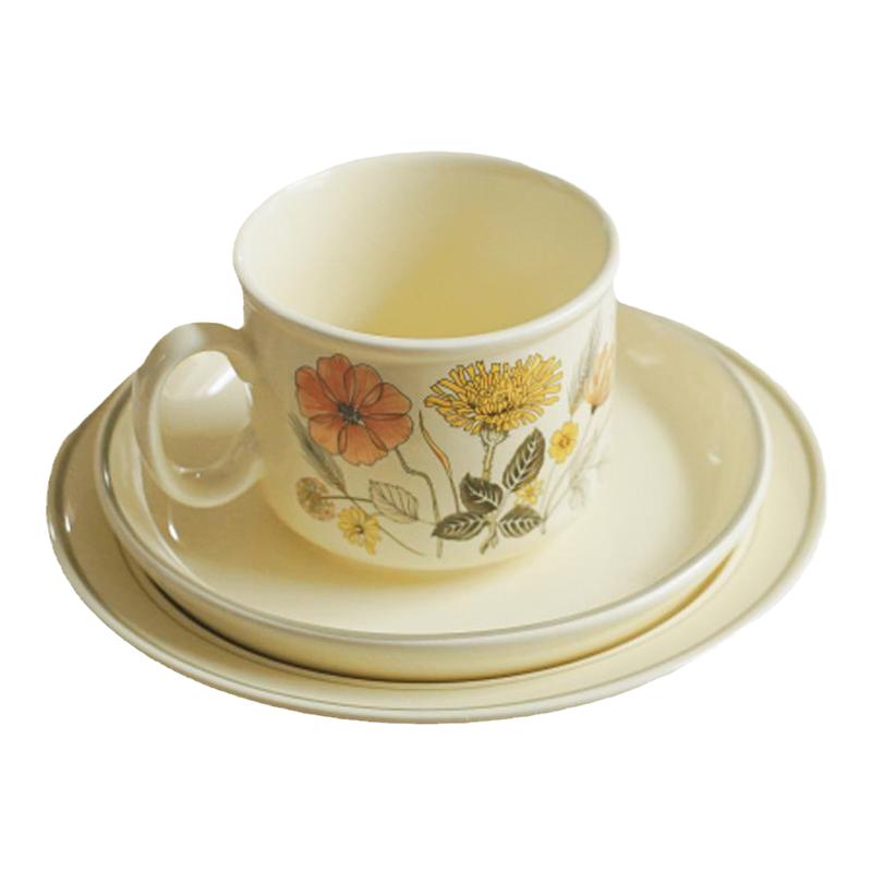 现货英国中古奶油色拉盘咖啡杯碟