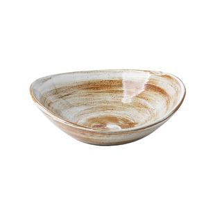 巷子尾〖日式古朴风〗8英寸粗陶异形沙拉碗餐厅特色陶瓷面碗菜碗