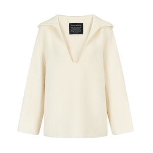 创世纪元【简韵垂逸】大衣女2025连帽深V毛呢衫宽松随性慵懒上衣