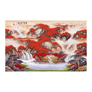 壁画定制3d立体中式鸿运当头山水电视背景墙壁纸客厅墙纸装饰墙布