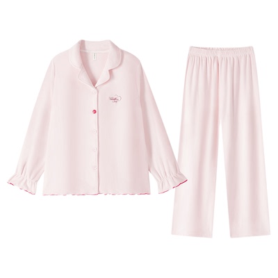 BE海岛绒睡衣女粉色秋新品爱心