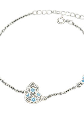 S990足银珐琅镂空葫芦手链女