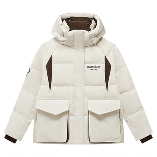 特步羽绒服女连帽防风保暖平价冬季款女生加绒加厚运动棉服外套