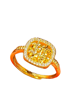 新款镀黄金色小方糖戒指质感指环