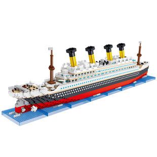 乐泰坦尼克号积木拼装玩具邮轮模型男孩女孩子益智8-12岁礼物高