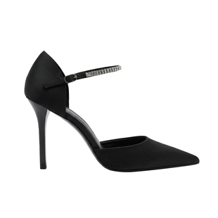 MANGO性感尖头细跟高跟鞋女士水钻一字带百搭单鞋一字式扣带春季