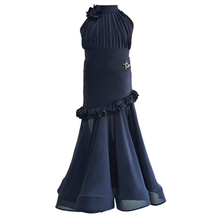 新款拉丁舞服女童夏季练功服国标舞专业比赛服大摆演出服摩登舞裙