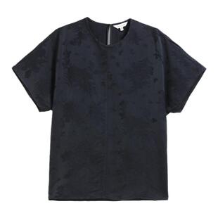 蒲PUKKA 新中式提花套头衬衫女连肩短袖圆领上衣