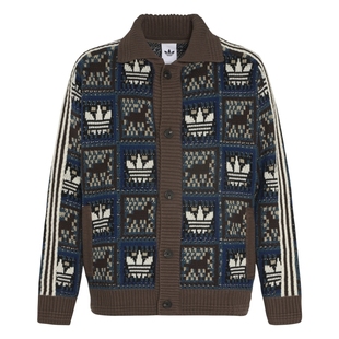 何与同款新年款慵懒风毛衣开衫外套男女秋冬adidas阿迪达斯三叶草