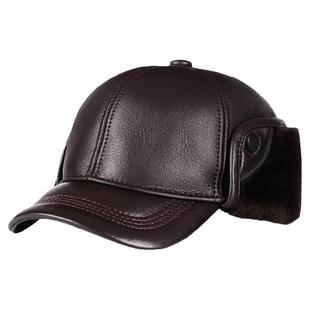 羊皮毛一体老年人保暖帽子男柔软保暖真皮鸭舌棒球帽老人爷爷帽冬