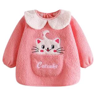 宝宝罩衣网红儿童泰迪绒反穿衣保暖秋冬护衣男孩罩衫女童外套围兜