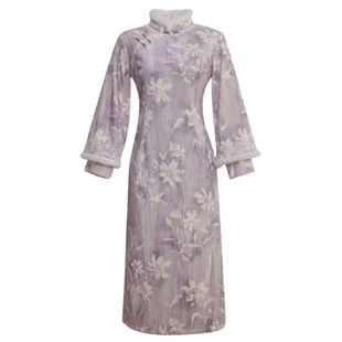 过冬旗袍年轻款少女复古民国风加绒2026年冬季新款毛绒领保暖舒适