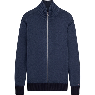 Tommy男装撞色宽松立领针织开衫