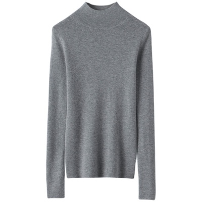 精纺薄款半高领羊绒针织衫女山羊绒修身显瘦针织打底衫女