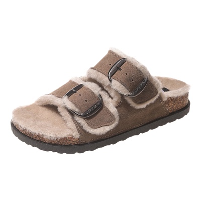 星期六真皮加绒勃肯拖鞋女鞋子