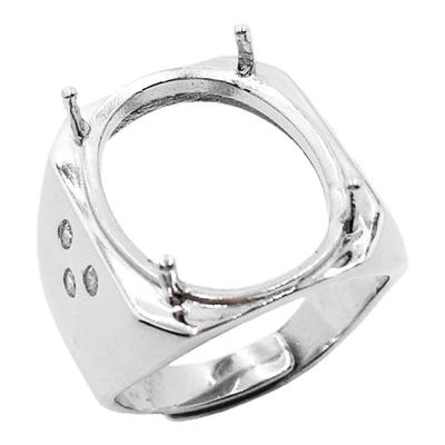 男戒托925银戒指空拖琥珀蜜蜡