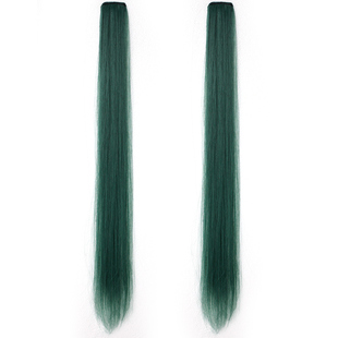 挑染假发片女无痕漂染彩色头发条小片式北极绿长直发挂耳染接发片