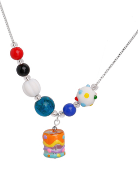 彩色串珠圣诞树姜饼人项链女卡通可爱甜美锁骨链时尚个性毛衣配饰