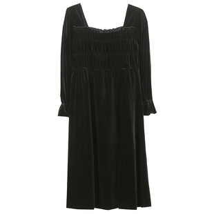 260斤胖妹大码女装复古法式方领丝绒红色年会礼服高级感长连衣裙