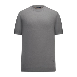 堡尼新品商务针织短袖净色半高领套头全羊毛T恤休闲内搭LS538G32B