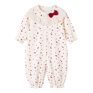 考拉蒂尔 女宝宝纯棉连体衣秋季超洋气婴儿外出服婴幼儿秋装衣服