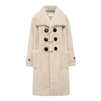 牛角扣设计长款大衣外套知性优雅