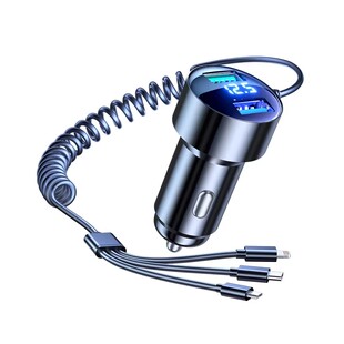 汽车车载点烟器超级快充2025新款1224Vusb一拖三转换插头车充电器