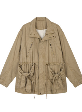 UOOYAA蝴蝶结水洗派克棉服