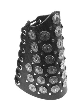 银灰圆盘徽章飞鹰黑赛博朋克手链