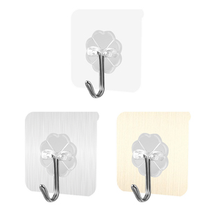免打孔挂钩厨房卫生间自粘透明强力承重粘钩子乳胶漆墙面白墙专用