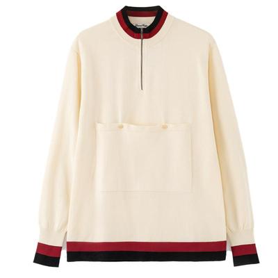 全棉长袖半开襟毛衫套头